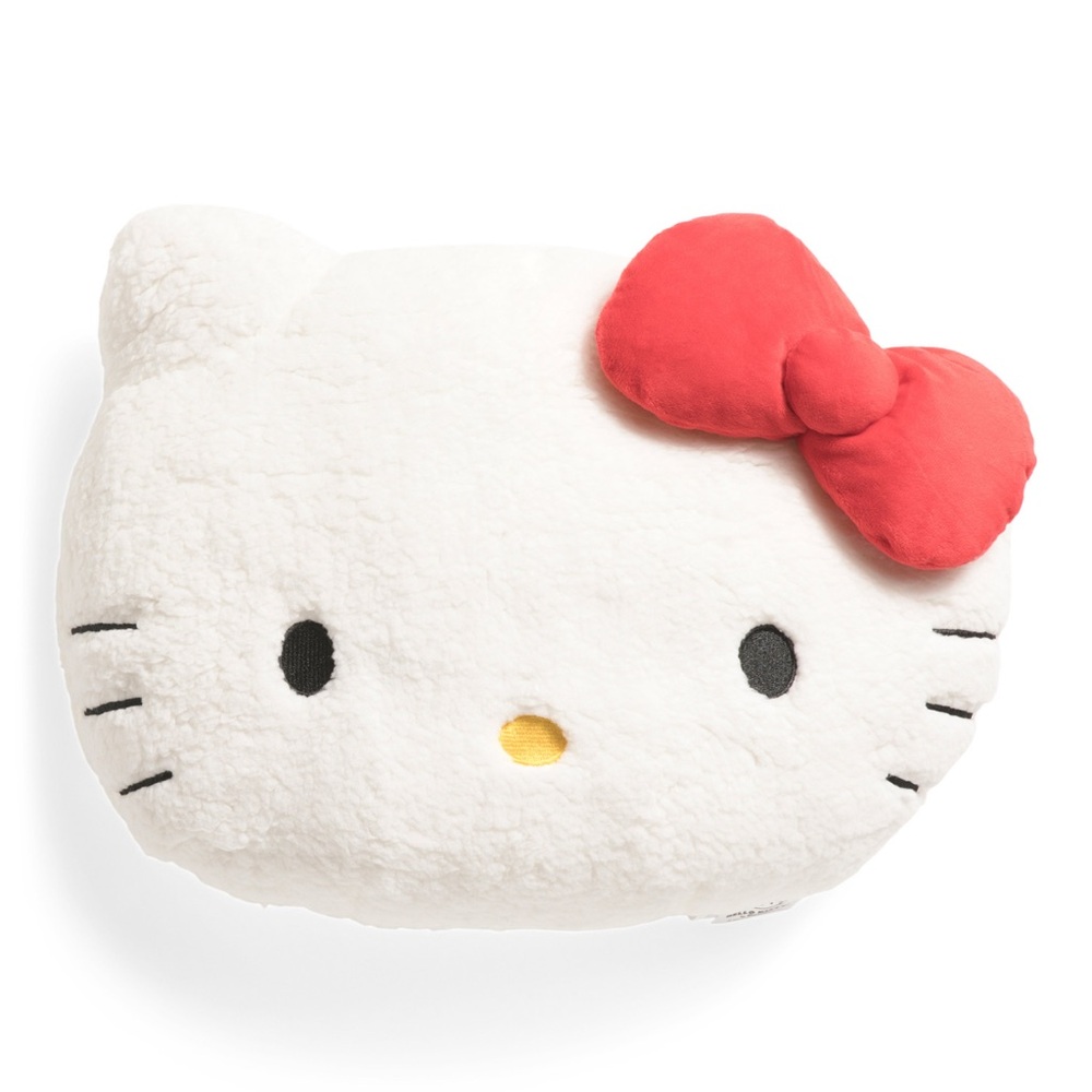 Hello Kitty Plush Cushio Sherpa Head Bow Decorative Pillows 2 Piece Set